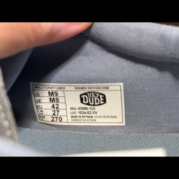 Hey Dude Wally Craft Linen Casual Shoes Monument Grey/Faded Denim Mens Size 9 main image 14